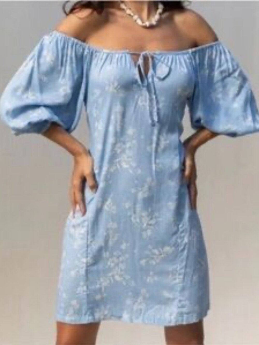 Yireh blue off/on the shoulder floral dress sz XS
